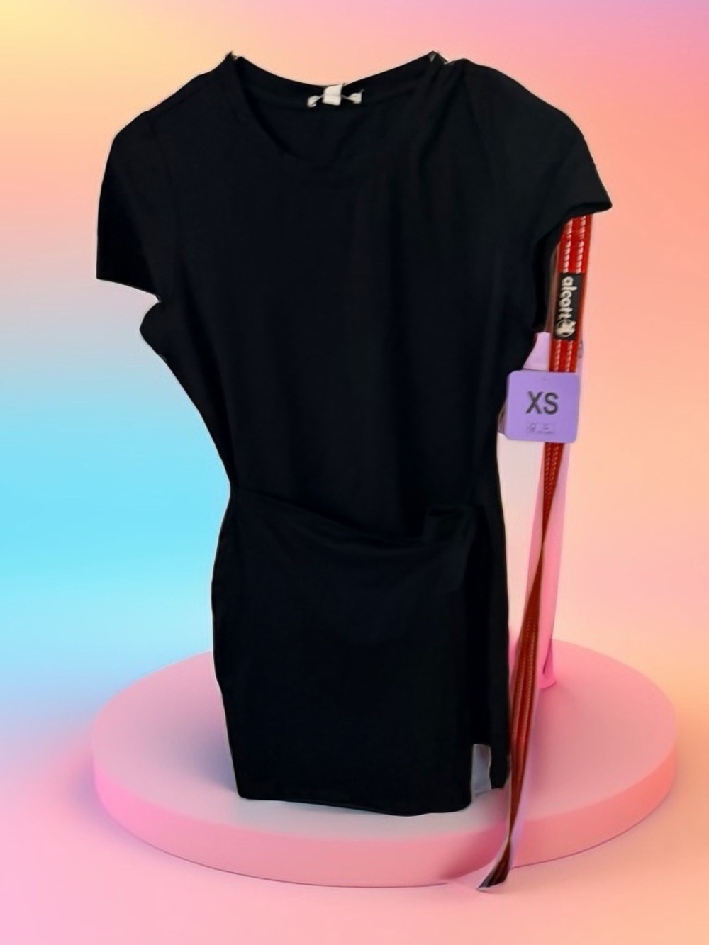 Threads and thought Black Crewneck Short-Sleeve Shift Dress